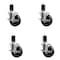 Service Caster 4'' SS Phenolic Swivel 1-5/8'' Expanding Stem Caster Set with Brake, 4PK SCC-SSEX20S414-PHS-TLB-158-4 - alternate 1